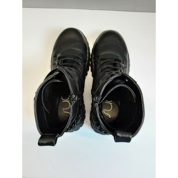 Sugar Black Womens Ankle Chain Buckle Combat Boots - Picture 6 of 8
